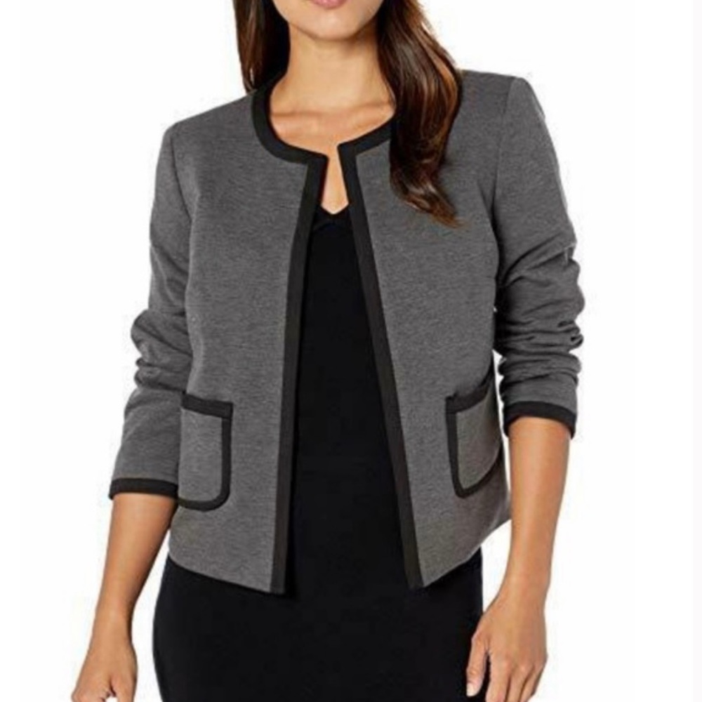 NWT-Nine West Ponte Jewel Neck Jacket w/ Trimming